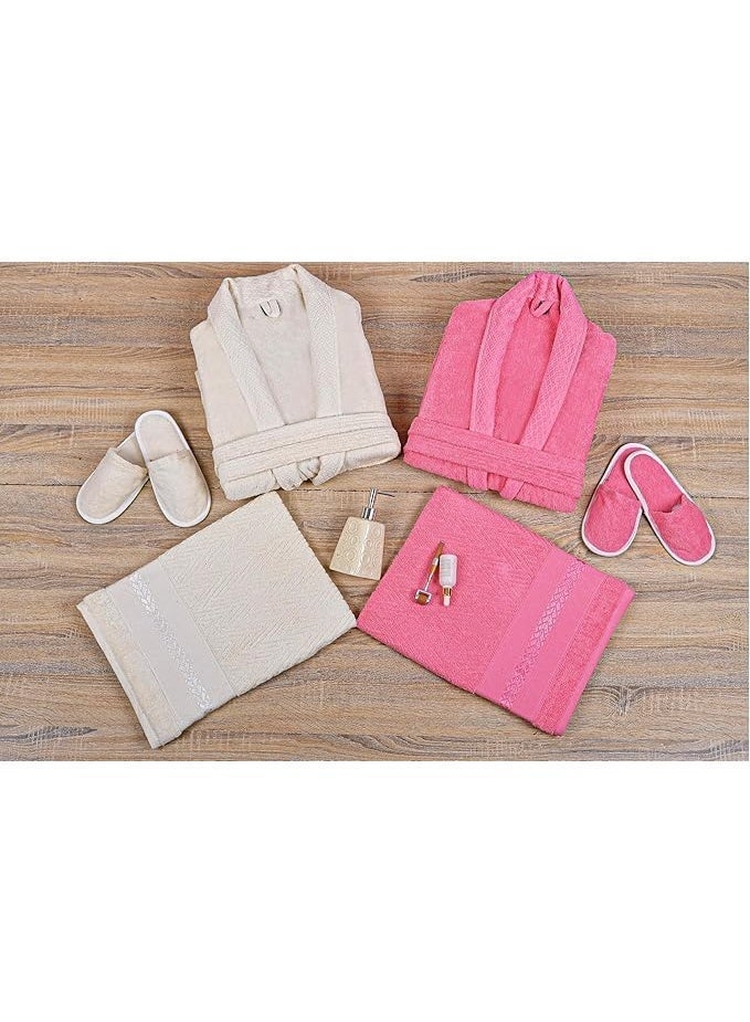 سوفيرا طقم روب حمام 8 قطع (برنص) قطن 100%  خامة ناعمة عالية الامتصاص - ألوان ثابتة وتصميم عصري - Image 5